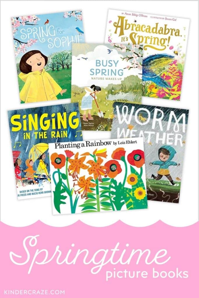 springtime picture books for kids collage pin