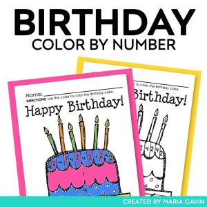 birthday cake color by number square cover